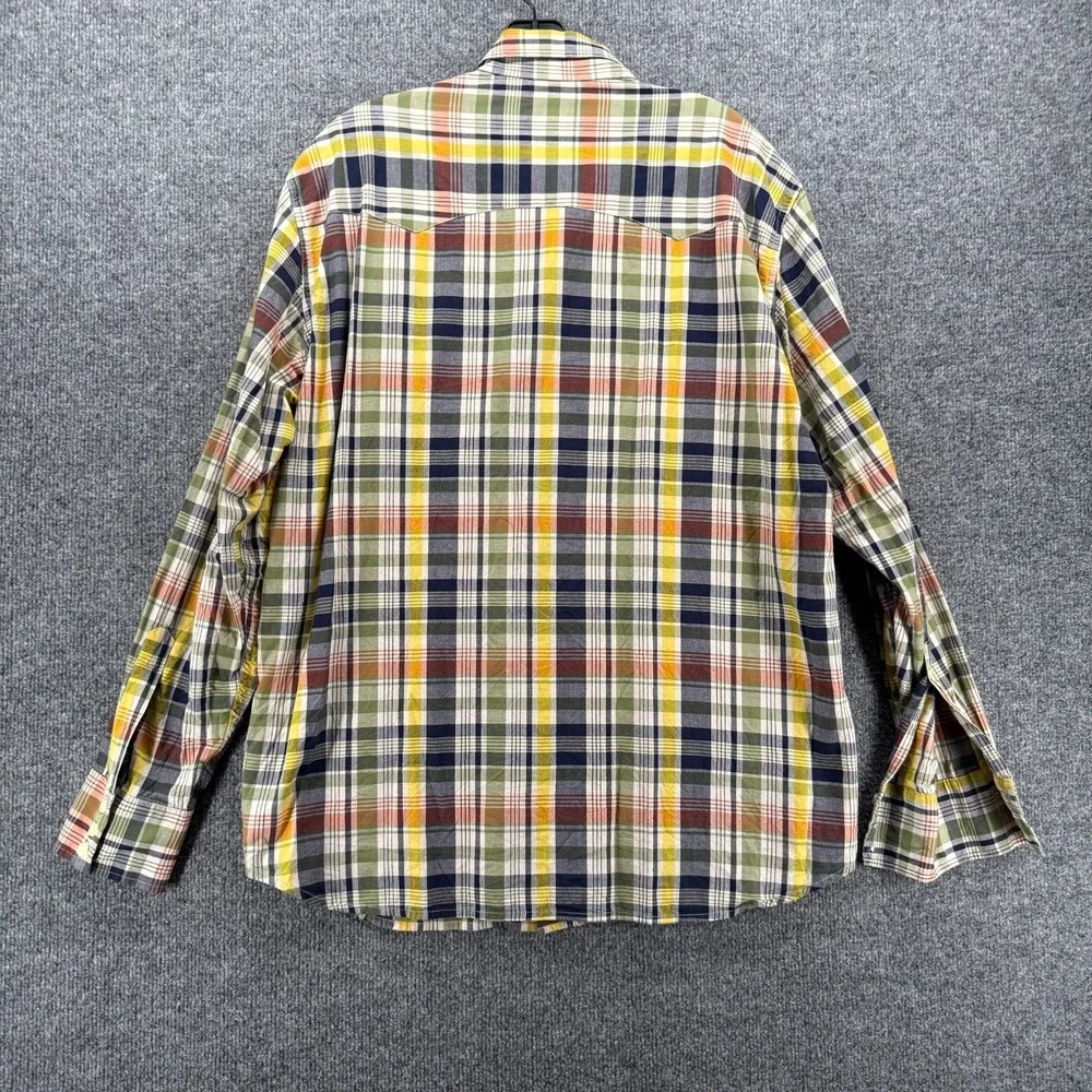 Vintage Lucky Brand‎ Shirt Mens L Sportwear Plaid Button Up Western Rodeo Cowboy